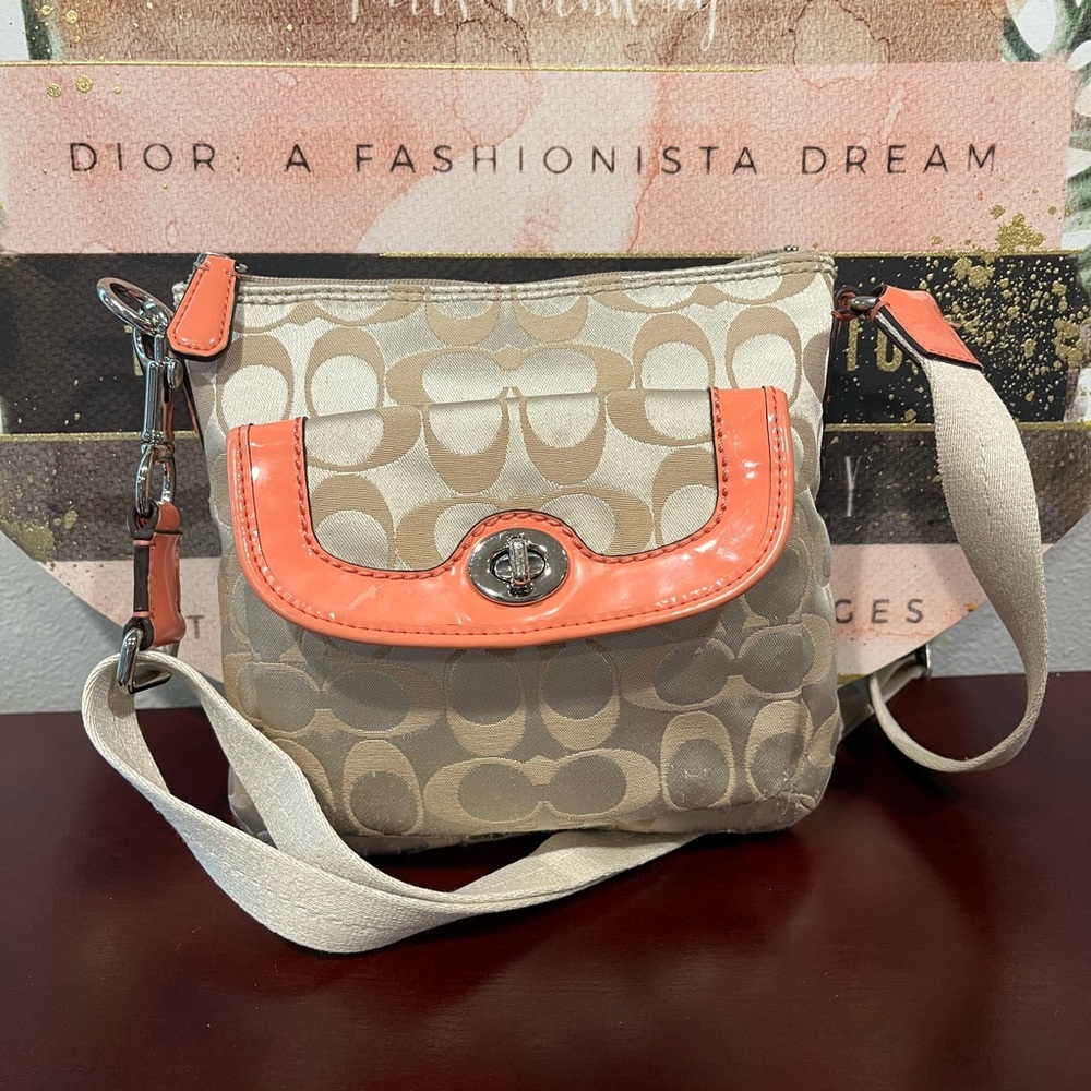 Coach Beige and Coral Crossbody Bag - Picture 2 of 8